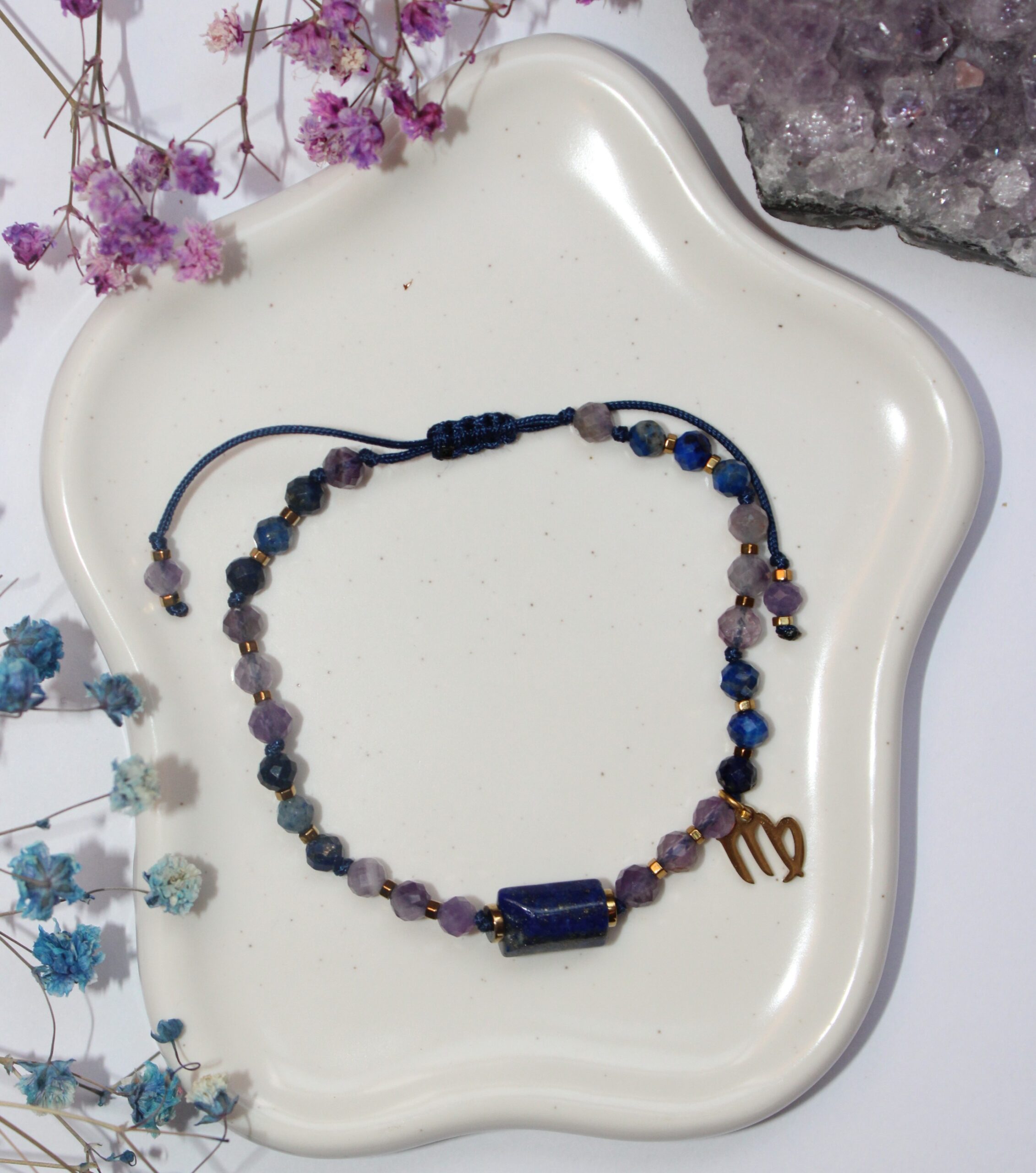 Bransoletka Zodiakalna dla Panny - Lapis Lazuli / Ametyst / Hematyt